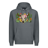 Bull Skull With Cactus Premium Hoodie | Teevron