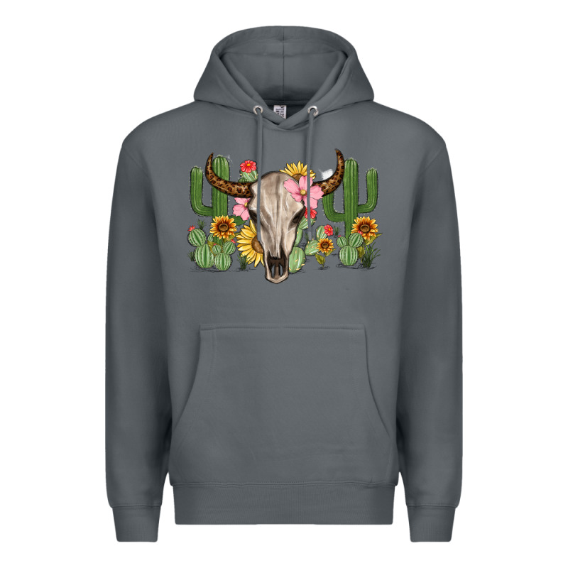 Bull Skull With Cactus Premium Hoodie by MaliasSmallBusiness | Teevron