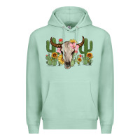 Seafoam bull skull with cactus Premium Hoodie - MaliasSmallBusiness
