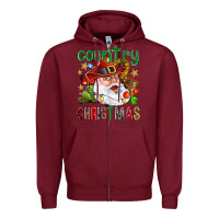 Burgundy Country Christmas Zipper Hoodie - BundleAndBundleShop