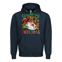 Navy Country Christmas Zipper Hoodie - BundleAndBundleShop