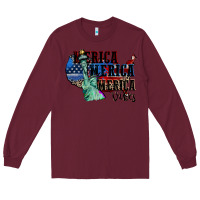 Burgundy Merica Merica Merica vibes 4th of july Long Sleeve Tee - CowGirlArtShop