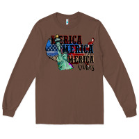 Chestnut Merica Merica Merica vibes 4th of july Long Sleeve Tee - CowGirlArtShop