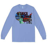 Colony Blue Merica Merica Merica vibes 4th of july Long Sleeve Tee - CowGirlArtShop
