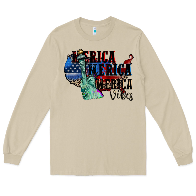 Merica Merica Merica Vibes 4th Of July Long Sleeve Tee by CowGirlArtShop | Teevron