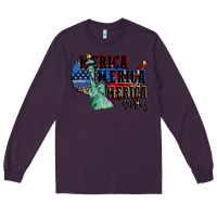 Plum Merica Merica Merica vibes 4th of july Long Sleeve Tee - CowGirlArtShop