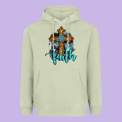 Faith Western Turquoise Heavyweight Hoodie Designed By Adodesignshop