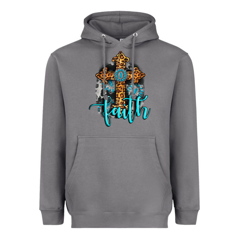 Faith Western Turquoise Heavyweight Hoodie by AdoDesignShop | Teevron