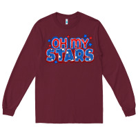 Burgundy Oh my stars 4th of july Long Sleeve Tee - CowGirlArtShop