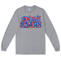 Heather Grey Oh my stars 4th of july Long Sleeve Tee - CowGirlArtShop