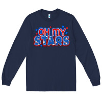 Navy Oh my stars 4th of july Long Sleeve Tee - CowGirlArtShop