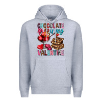 Heather Grey chocolate is my valentine Premium Hoodie - NancyCooperArtShop