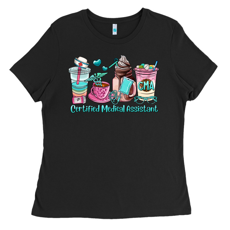 Certified Medical Assistant Coffee Cup Ladies Tee by AdoDesignShop | Teevron