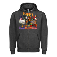 Charcoal Heather Happy Hallothanksmas Chick Zipper Hoodie - BundleAndBundleShop