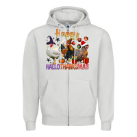 Dove Grey Happy Hallothanksmas Chick Zipper Hoodie - BundleAndBundleShop