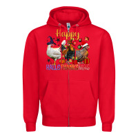 Red Happy Hallothanksmas Chick Zipper Hoodie - BundleAndBundleShop