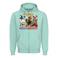 Seafoam Happy Hallothanksmas Chick Zipper Hoodie - BundleAndBundleShop