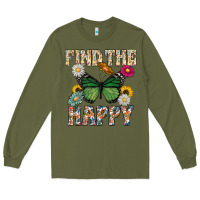 Army Green Kind The Happy Long Sleeve Tee - CowhideDigitalArt
