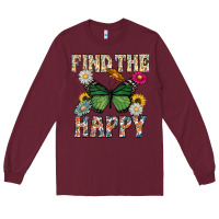 Burgundy Kind The Happy Long Sleeve Tee - CowhideDigitalArt