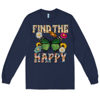 Navy Kind The Happy Long Sleeve Tee - CowhideDigitalArt