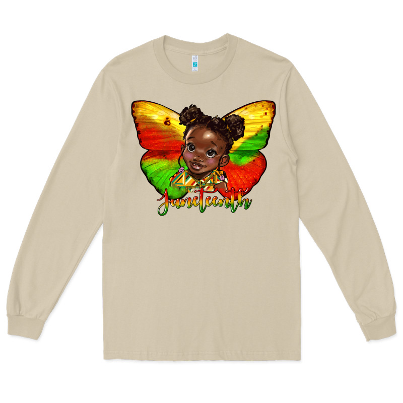 Juneteenth Butterfly Black Girl Long Sleeve Tee by HRA Design Shop | Teevron