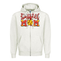 Oatmeal Heather softball mom Zipper Hoodie - JahusDesignShop