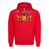 Red softball mom Zipper Hoodie - JahusDesignShop