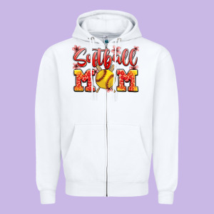 Softball Mom Zipper Hoodie Designed By Jahusdesignshop