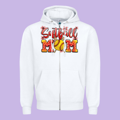 Softball Mom Zipper Hoodie Designed By Jahusdesignshop