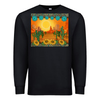 Black western sunset cactus sunflowers gemstones leopards Premium Sweatshirt - BarkalooDesign