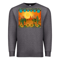 Charcoal Heather western sunset cactus sunflowers gemstones leopards Premium Sweatshirt - BarkalooDesign