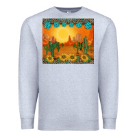 Heather Grey western sunset cactus sunflowers gemstones leopards Premium Sweatshirt - BarkalooDesign