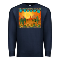 Navy western sunset cactus sunflowers gemstones leopards Premium Sweatshirt - BarkalooDesign