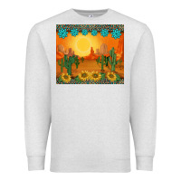 Oatmeal Heather western sunset cactus sunflowers gemstones leopards Premium Sweatshirt - BarkalooDesign