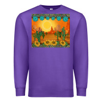 Purple western sunset cactus sunflowers gemstones leopards Premium Sweatshirt - BarkalooDesign