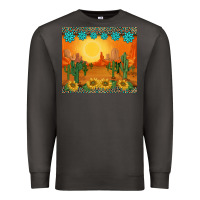 Smoke western sunset cactus sunflowers gemstones leopards Premium Sweatshirt - BarkalooDesign