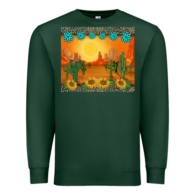 Western Sunset Cactus Sunflowers Gemstones Leopards Premium Sweatshirt by BarkalooDesign | Teevron