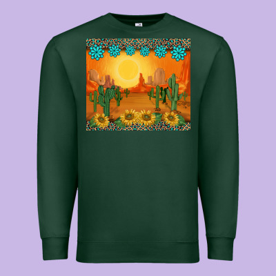 Western Sunset Cactus Sunflowers Gemstones Leopards Premium Sweatshirt Designed By Barkaloodesign