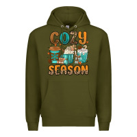 Army Green cozy season winter coffee cups Premium Hoodie - MaliasSmallBusiness