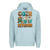 Blue Mist cozy season winter coffee cups Premium Hoodie - MaliasSmallBusiness