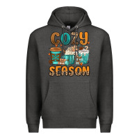 Charcoal Heather cozy season winter coffee cups Premium Hoodie - MaliasSmallBusiness