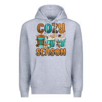 Heather Grey cozy season winter coffee cups Premium Hoodie - MaliasSmallBusiness
