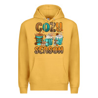 Mustard cozy season winter coffee cups Premium Hoodie - MaliasSmallBusiness