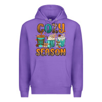 Purple cozy season winter coffee cups Premium Hoodie - MaliasSmallBusiness