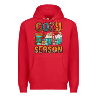 Red cozy season winter coffee cups Premium Hoodie - MaliasSmallBusiness