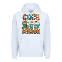 White cozy season winter coffee cups Premium Hoodie - MaliasSmallBusiness