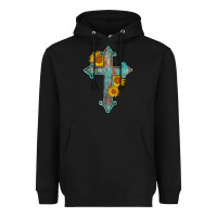 Black turquoise sunflower cross Heavyweight Hoodie - AdoDesignShop