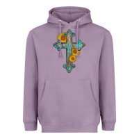 Lavender turquoise sunflower cross Heavyweight Hoodie - AdoDesignShop