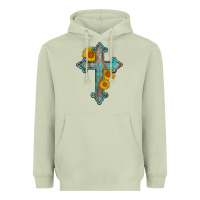 Matcha turquoise sunflower cross Heavyweight Hoodie - AdoDesignShop