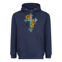 Navy turquoise sunflower cross Heavyweight Hoodie - AdoDesignShop